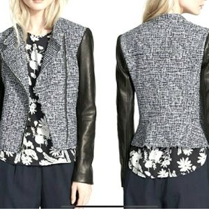 Theory Leather/Tweed Moto Jacket Zipper. Great Condition